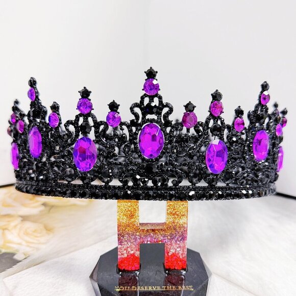 Renaissance Crown, Purple Stone Crown, Halloween Costume, Coronation Crown - Picture 1 of 9